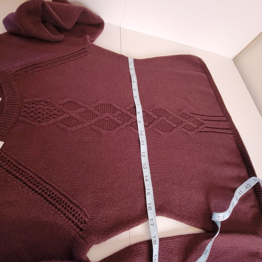 Loft Maroon Ladies Crew Neck Cable Knit Sweater Cotton Blend Size M, NWT - Picture 6 of 9